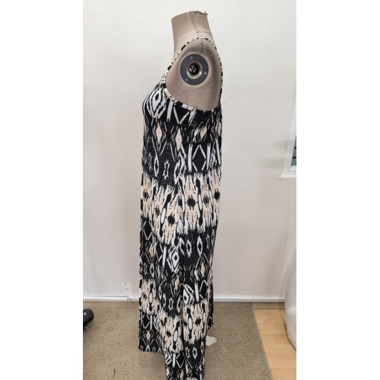 Kadın Ip Askılı V Yakalı Uzun Desenli Süprem Elbise, 31502