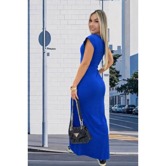 Kadın Kısa Kollu Vatkalı Cep Detaylı Yırtmaçlı Viskon Uzun Elbise, 31501 Kadın Kısa Kollu Vatkalı Cep Detaylı Yırtmaçlı Viskon Uzun Elbise, 31501