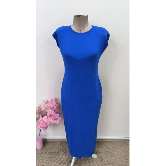 Kadın Kısa Kollu Vatkalı Cep Detaylı Yırtmaçlı Viskon Uzun Elbise, 31501 Kadın Kısa Kollu Vatkalı Cep Detaylı Yırtmaçlı Viskon Uzun Elbise, 31501