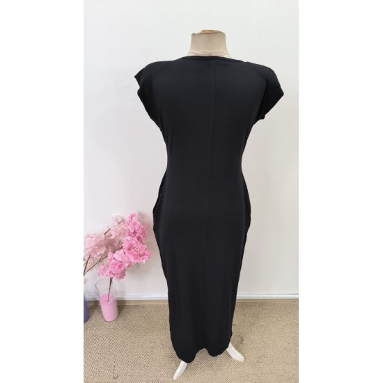 Kadın Kısa Kollu Vatkalı Cep Detaylı Yırtmaçlı Viskon Uzun Elbise, 31499 Kadın Kısa Kollu Vatkalı Cep Detaylı Yırtmaçlı Viskon Uzun Elbise, 31499