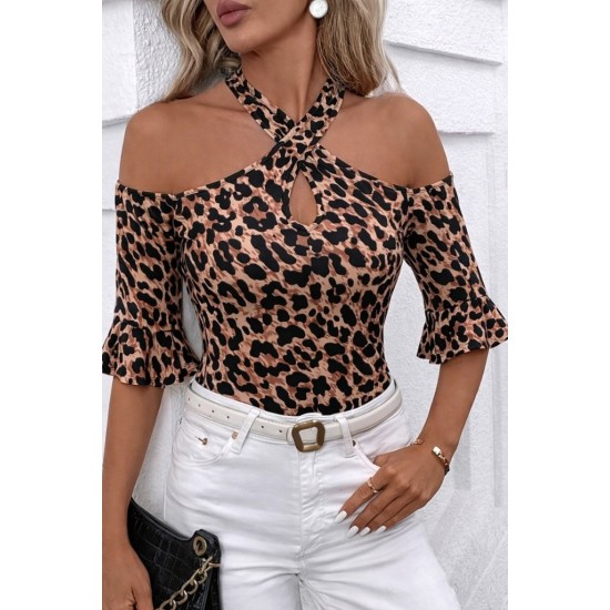 Kadın Kısa Kollu Omuzlardan Açık ön çapraz Detaylı Süprem Bluz , 31497