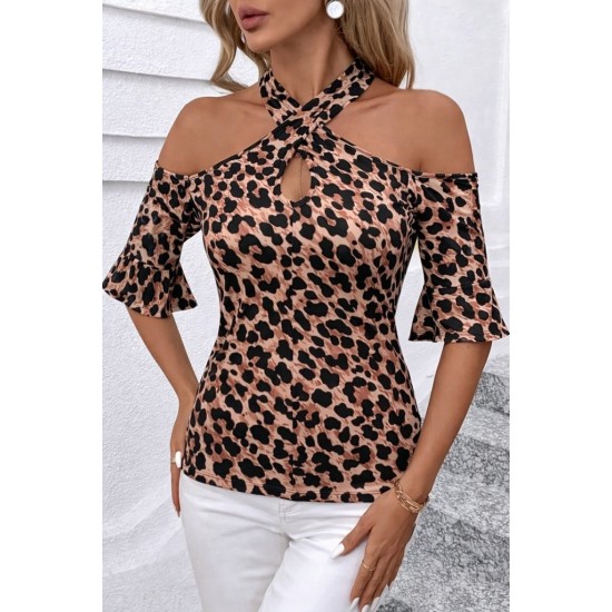 Kadın Kısa Kollu Omuzlardan Açık ön çapraz Detaylı Süprem Bluz , 31497