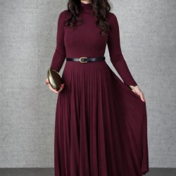 Kadın Uzun Kollu Balıkçı Yaka Kemersiz Pileli Uzun Sandy Elbise , 31496 Kadın Uzun Kollu Balıkçı Yaka Kemersiz Pileli Uzun Sandy Elbise , 31496