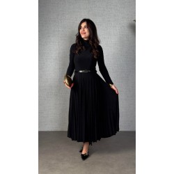 Kadın Uzun Kollu Balıkçı Yaka Kemersiz Pileli Uzun Sandy Elbise , 31494 Kadın Uzun Kollu Balıkçı Yaka Kemersiz Pileli Uzun Sandy Elbise , 31494