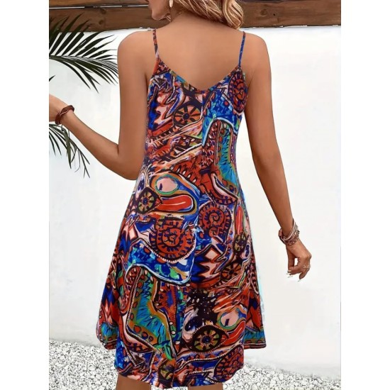 Kadın Ip Askılı V Yakalı Desenli Kısa Süprem Elbise , 31507 Kadın Ip Askılı V Yakalı Desenli Kısa Süprem Elbise , 31507