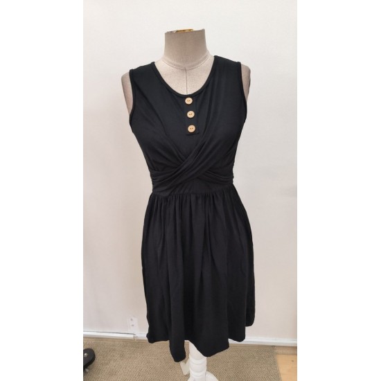 Kadın Askılı Yuvarlak Yakalı Düğme Detaylı Kısa Viskon Elbise , 31527