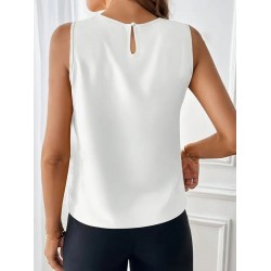 Kadın Sıfır Kollu Bisiklet Yaka önden Pileli Atlas Bluz, 31526 Kadın Sıfır Kollu Bisiklet Yaka önden Pileli Atlas Bluz, 31526