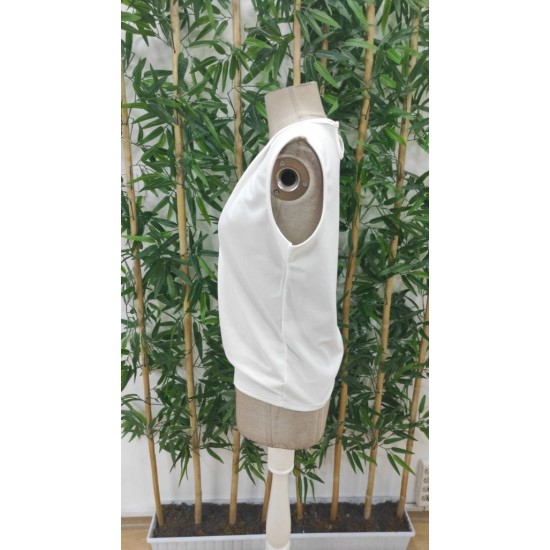 Kadın Sıfır Kollu Bisiklet Yaka önden Pileli Atlas Bluz, 31526