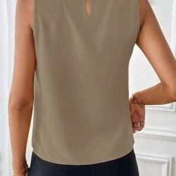 Kadın Sıfır Kollu Bisiklet Yaka önden Pileli Atlas Bluz, 31525 Kadın Sıfır Kollu Bisiklet Yaka önden Pileli Atlas Bluz, 31525