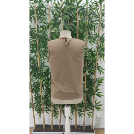 Kadın Sıfır Kollu Bisiklet Yaka önden Pileli Atlas Bluz, 31525