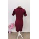 Kadın Kısa Kollu Kruvaze Yakalı Yandan Düğmeli Ithal Krep Elbise , 31524