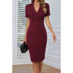 Kadın Kısa Kollu Kruvaze Yakalı Yandan Düğmeli Ithal Krep Elbise , 31524 Kadın Kısa Kollu Kruvaze Yakalı Yandan Düğmeli Ithal Krep Elbise , 31524