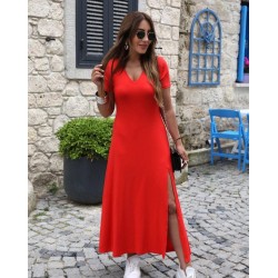 Kadın Kısa Kollu V Yakalı Maksi Boy Viskon Elbise, 31518 Kadın Kısa Kollu V Yakalı Maksi Boy Viskon Elbise, 31518