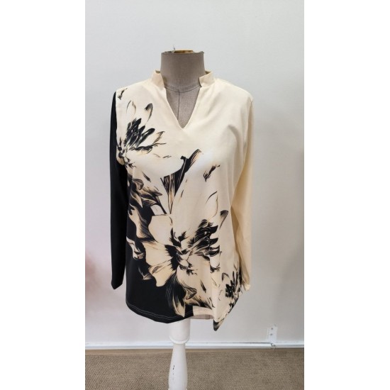 Kadın Uzun Kollu V Yakalı çiçek Desenli Süprem Bluz, 31531 Kadın Uzun Kollu V Yakalı çiçek Desenli Süprem Bluz, 31531