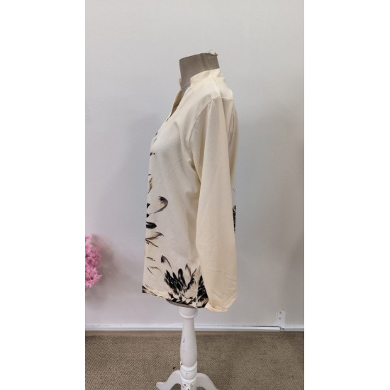 Kadın Uzun Kollu V Yakalı çiçek Desenli Süprem Bluz, 31531 Kadın Uzun Kollu V Yakalı çiçek Desenli Süprem Bluz, 31531