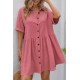 Kadın Kısa Kollu Yakalı önden Düğmeli Kısa Bürümcük Elbise, 31541