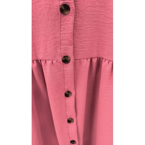 Kadın Kısa Kollu Yakalı önden Düğmeli Kısa Bürümcük Elbise, 31541