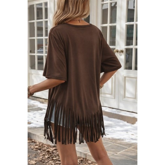 Kadın Kısa Kollu Bisiklet Yaka Püsküllü Viskon Bluz , 31536