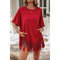 Kadın Kısa Kollu Bisiklet Yaka Püsküllü Viskon Bluz , 31535 Kadın Kısa Kollu Bisiklet Yaka Püsküllü Viskon Bluz , 31535