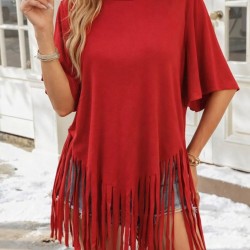 Kadın Kısa Kollu Bisiklet Yaka Püsküllü Viskon Bluz , 31535 Kadın Kısa Kollu Bisiklet Yaka Püsküllü Viskon Bluz , 31535