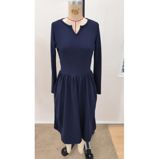 Kadın Uzun Kollu V Yakalı Cepli Midi Ithal Krep Elbise, 31552 Kadın Uzun Kollu V Yakalı Cepli Midi Ithal Krep Elbise, 31552