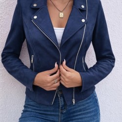 Kadın Uzun Kollu Yakalı önden Fermuarlı Kısa Süet Ceket, 31549 Kadın Uzun Kollu Yakalı önden Fermuarlı Kısa Süet Ceket, 31549