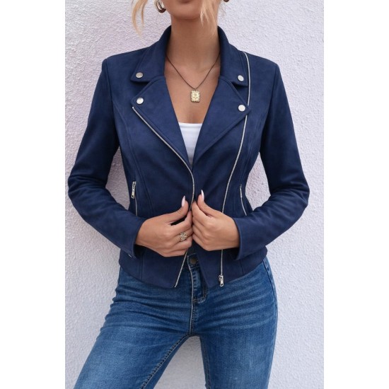 Kadın Uzun Kollu Yakalı önden Fermuarlı Kısa Süet Ceket, 31549 Kadın Uzun Kollu Yakalı önden Fermuarlı Kısa Süet Ceket, 31549