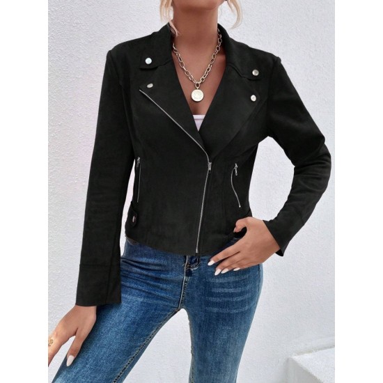 Kadın Uzun Kollu Yakalı önden Fermuarlı Kısa Süet Ceket, 31547 Kadın Uzun Kollu Yakalı önden Fermuarlı Kısa Süet Ceket, 31547