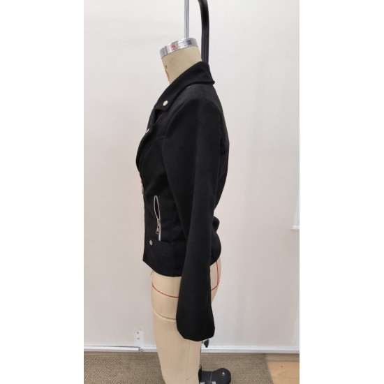 Kadın Uzun Kollu Yakalı önden Fermuarlı Kısa Süet Ceket, 31547 Kadın Uzun Kollu Yakalı önden Fermuarlı Kısa Süet Ceket, 31547