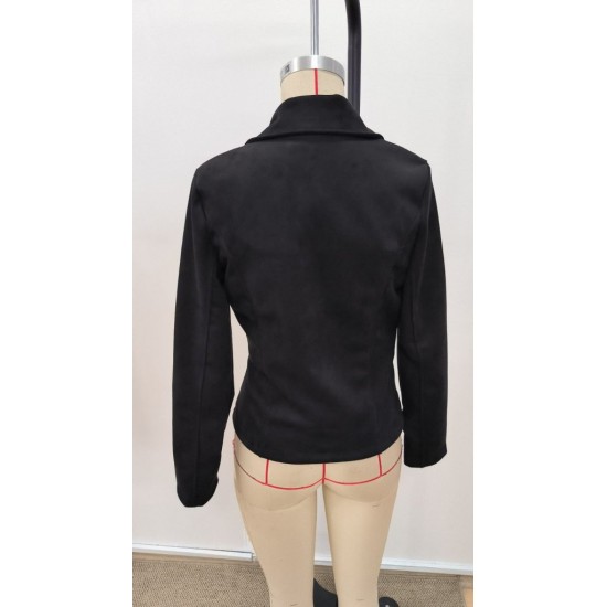 Kadın Uzun Kollu Yakalı önden Fermuarlı Kısa Süet Ceket, 31547 Kadın Uzun Kollu Yakalı önden Fermuarlı Kısa Süet Ceket, 31547