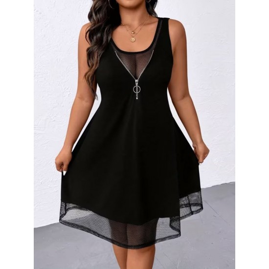 Kadın Askılı Yuvarlak Yaka Fermuarlı Tül Detaylı Kısa Viskon Elbise , 31555 Kadın Askılı Yuvarlak Yaka Fermuarlı Tül Detaylı Kısa Viskon Elbise , 31555