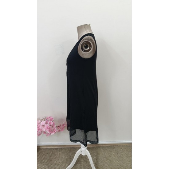 Kadın Askılı Yuvarlak Yaka Fermuarlı Tül Detaylı Kısa Viskon Elbise , 31555 Kadın Askılı Yuvarlak Yaka Fermuarlı Tül Detaylı Kısa Viskon Elbise , 31555