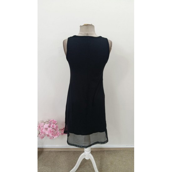 Kadın Askılı Yuvarlak Yaka Fermuarlı Tül Detaylı Kısa Viskon Elbise , 31555 Kadın Askılı Yuvarlak Yaka Fermuarlı Tül Detaylı Kısa Viskon Elbise , 31555