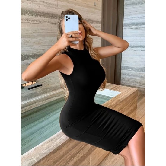 Kadın Kolsuz Balıkçı Yaka Kısa Dalgıç Elbise , 31566