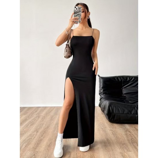 Kadın Ip Askılı Yandan Yırtmaçlı Uzun Dalgıç Elbise , 31563 Kadın Ip Askılı Yandan Yırtmaçlı Uzun Dalgıç Elbise , 31563