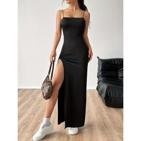 Kadın Ip Askılı Yandan Yırtmaçlı Uzun Dalgıç Elbise , 31563 Kadın Ip Askılı Yandan Yırtmaçlı Uzun Dalgıç Elbise , 31563