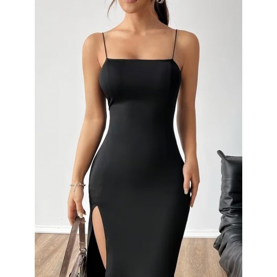 Kadın Ip Askılı Yandan Yırtmaçlı Uzun Dalgıç Elbise , 31563 Kadın Ip Askılı Yandan Yırtmaçlı Uzun Dalgıç Elbise , 31563