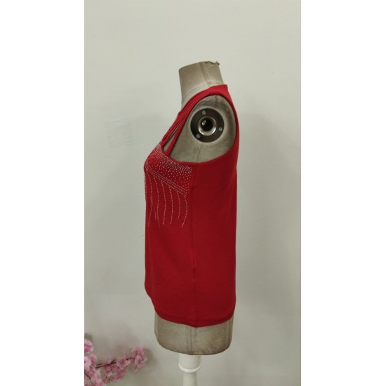 Kadın Omuzlardan Askı şerit Detaylı Taşlı Viskon Bluz , 31556 Kadın Omuzlardan Askı şerit Detaylı Taşlı Viskon Bluz , 31556