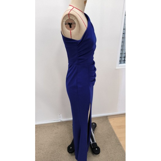 Kadın Tek Omuzdan Askılı Derin Yırtmaçlı Uzun Ithal Krep Elbise, 31587