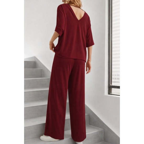 Kadın Kısa Kollu V Yakalı Viskon Bluz Ve Pantolon Ikili Takım , 31573 Kadın Kısa Kollu V Yakalı Viskon Bluz Ve Pantolon Ikili Takım , 31573