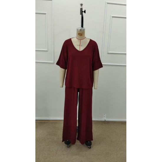 Kadın Kısa Kollu V Yakalı Viskon Bluz Ve Pantolon Ikili Takım , 31573 Kadın Kısa Kollu V Yakalı Viskon Bluz Ve Pantolon Ikili Takım , 31573