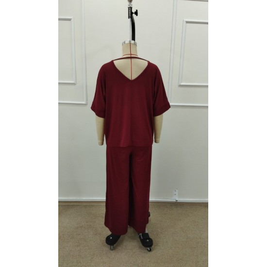 Kadın Kısa Kollu V Yakalı Viskon Bluz Ve Pantolon Ikili Takım , 31573 Kadın Kısa Kollu V Yakalı Viskon Bluz Ve Pantolon Ikili Takım , 31573