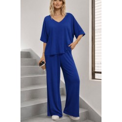 Kadın Kısa Kollu V Yakalı Viskon Bluz Ve Pantolon Ikili Takım , 31572