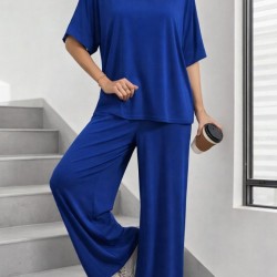 Kadın Kısa Kollu V Yakalı Viskon Bluz Ve Pantolon Ikili Takım , 31572 Kadın Kısa Kollu V Yakalı Viskon Bluz Ve Pantolon Ikili Takım , 31572