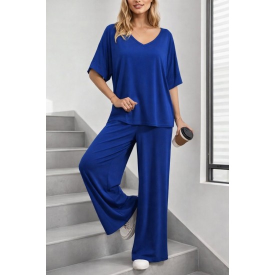 Kadın Kısa Kollu V Yakalı Viskon Bluz Ve Pantolon Ikili Takım , 31572 Kadın Kısa Kollu V Yakalı Viskon Bluz Ve Pantolon Ikili Takım , 31572