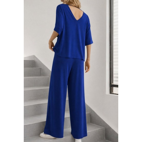 Kadın Kısa Kollu V Yakalı Viskon Bluz Ve Pantolon Ikili Takım , 31572 Kadın Kısa Kollu V Yakalı Viskon Bluz Ve Pantolon Ikili Takım , 31572