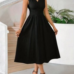 Kadın Askılı Kruvaze V Yakalı Beli Lastikli Midi Bürümcük Elbise, 31605 Kadın Askılı Kruvaze V Yakalı Beli Lastikli Midi Bürümcük Elbise, 31605