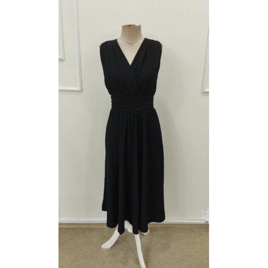 Kadın Askılı Kruvaze V Yakalı Beli Lastikli Midi Bürümcük Elbise, 31605 Kadın Askılı Kruvaze V Yakalı Beli Lastikli Midi Bürümcük Elbise, 31605