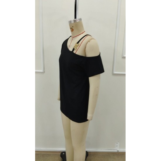 Kadın Kısa Kollu Tek Askı Detaylı Tokalı Viskon Bluz, 31601