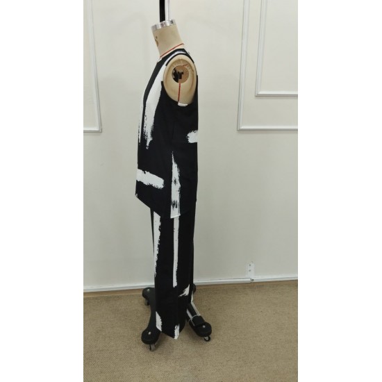 Kadın Kolsuz Bisiklet Yaka Desenli Bluz Ve Pantolon Ikili Takım , 31600